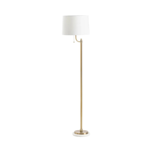Crestview Collection Nash Gold Metal Floor Lamp With White Linen Shade
