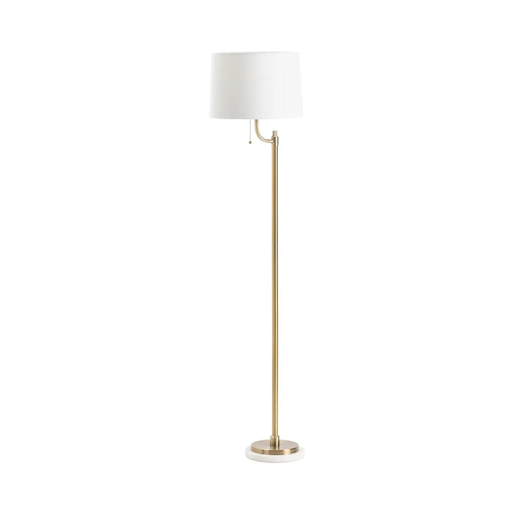 Crestview Collection Nash Gold Metal Floor Lamp With White Linen Shade