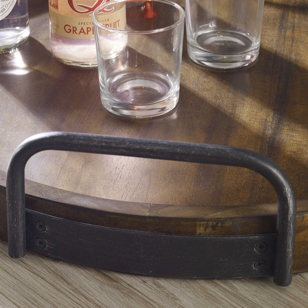 Uttermost Reine Acacia Wood Tray with Iron Handles