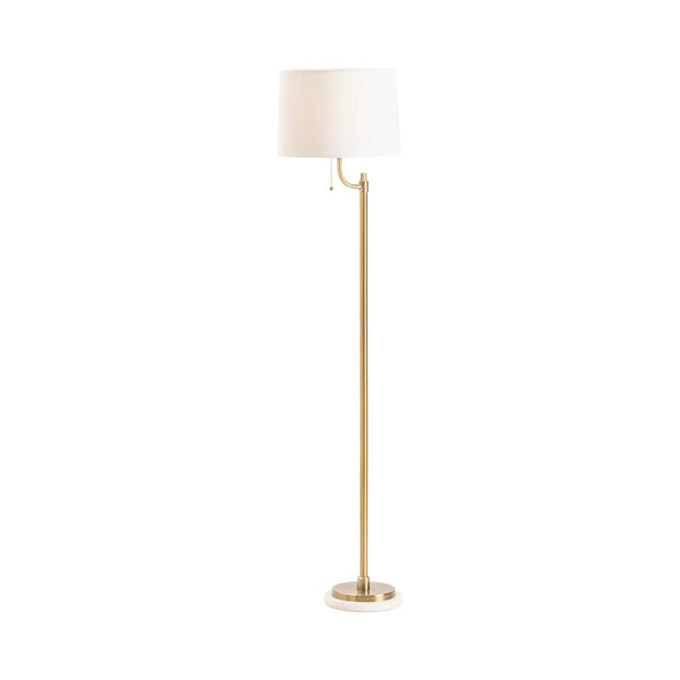 Crestview Collection Nash Gold Metal Floor Lamp With White Linen Shade