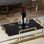 Uttermost Ettore Black Beveled Glass Tray with Gold Leaf Handles