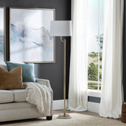 Crestview Collection Nash Gold Metal Floor Lamp With White Linen Shade