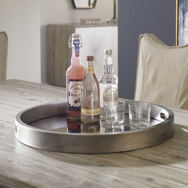 Uttermost Bechet Antiqued Silver and Mirrored Tray