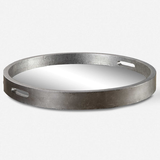 Uttermost Bechet Antiqued Silver and Mirrored Tray