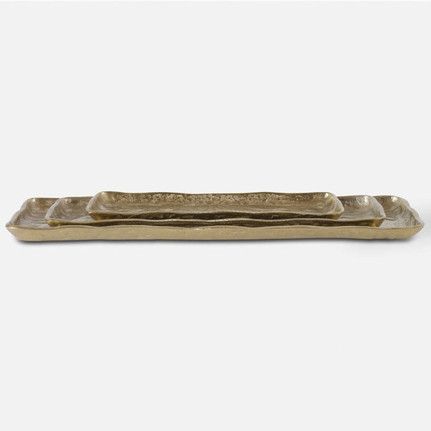 Uttermost Artisan Textured Antiqued Gold Set of 3 Trays