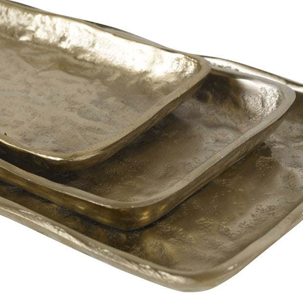 Uttermost Artisan Textured Antiqued Gold Set of 3 Trays