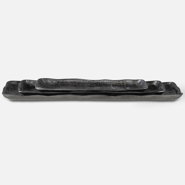 Uttermost Artisan Textured Antiqued Nickel Set of 3 Trays