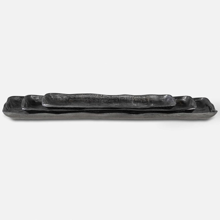 Uttermost Artisan Textured Antiqued Nickel Set of 3 Trays