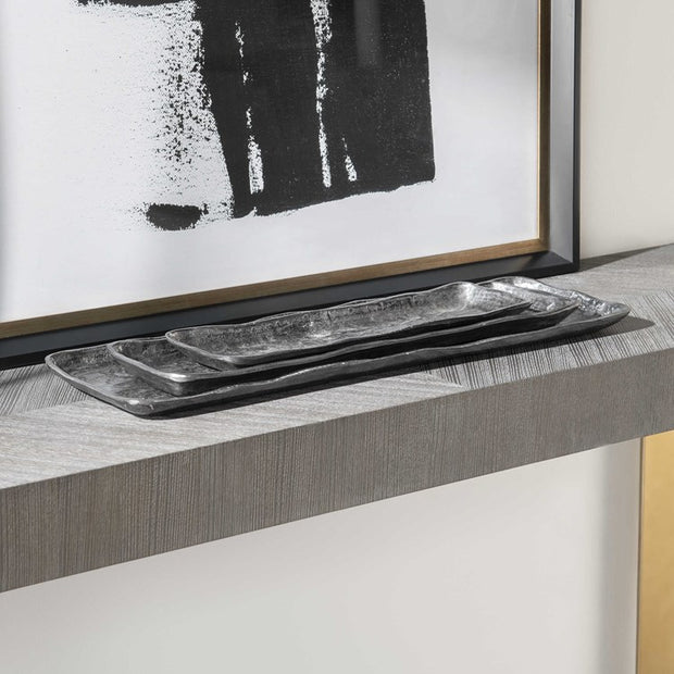 Uttermost Artisan Textured Antiqued Nickel Set of 3 Trays