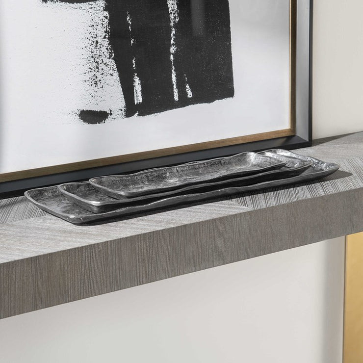 Uttermost Artisan Textured Antiqued Nickel Set of 3 Trays
