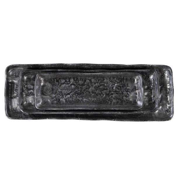 Uttermost Artisan Textured Antiqued Nickel Set of 3 Trays