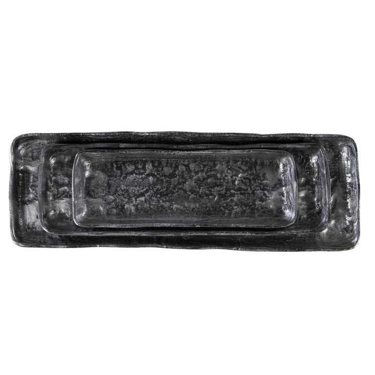 Uttermost Artisan Textured Antiqued Nickel Set of 3 Trays