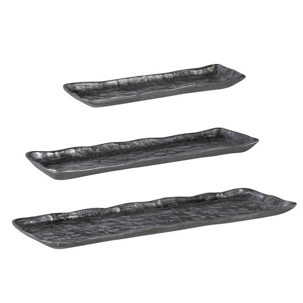 Uttermost Artisan Textured Antiqued Nickel Set of 3 Trays