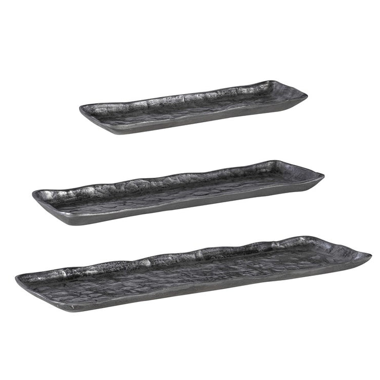 Uttermost Artisan Textured Antiqued Nickel Set of 3 Trays