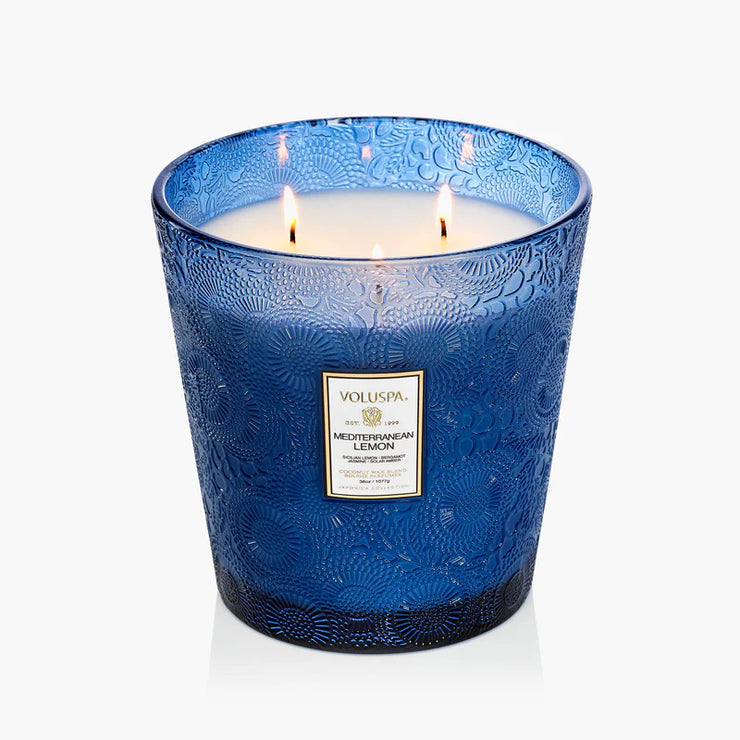 Voluspa Mediterranean Lemon 3 Wick Hearth Candle ~ 38oz