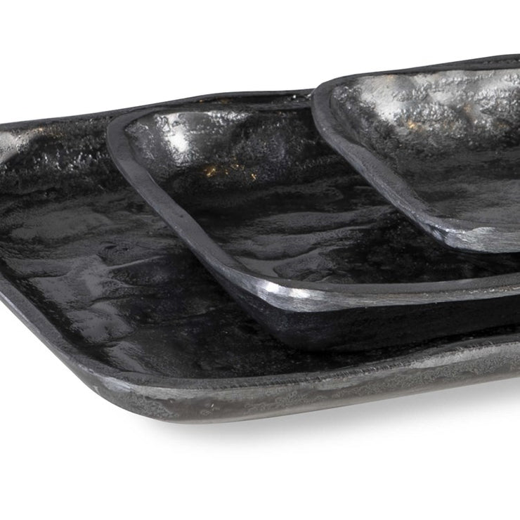 Uttermost Artisan Textured Antiqued Nickel Set of 3 Trays