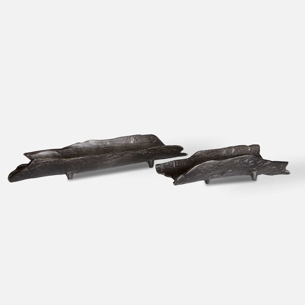 Uttermost Caryn Dark Black Nickel Organically Shaped Set of 2 Trays