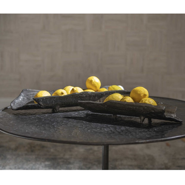 Uttermost Caryn Dark Black Nickel Organically Shaped Set of 2 Trays