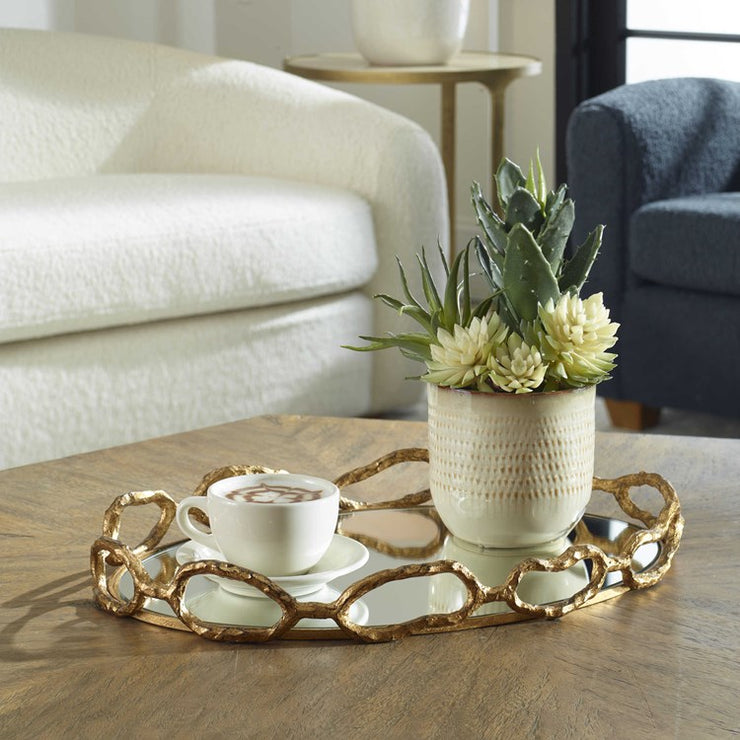 Uttermost Cable Chain Gold Leaf Iron and Mirrored Tray