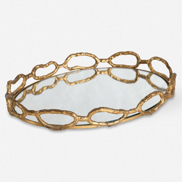 Uttermost Cable Chain Gold Leaf Iron and Mirrored Tray