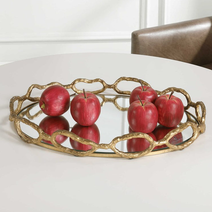 Uttermost Cable Chain Gold Leaf Iron and Mirrored Tray