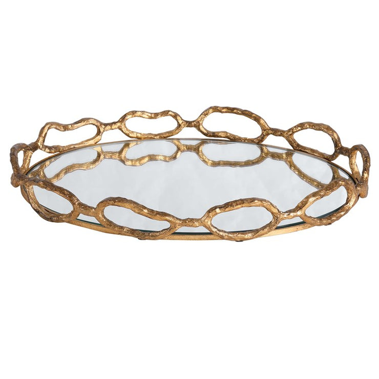Uttermost Cable Chain Gold Leaf Iron and Mirrored Tray