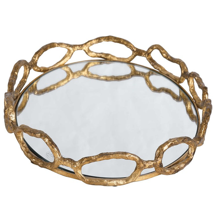Uttermost Cable Chain Gold Leaf Iron and Mirrored Tray