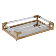 Uttermost Balkan Antiqued Gold Leaf Hand Forged Iron and Mirrored Tray With Acrylic Handles