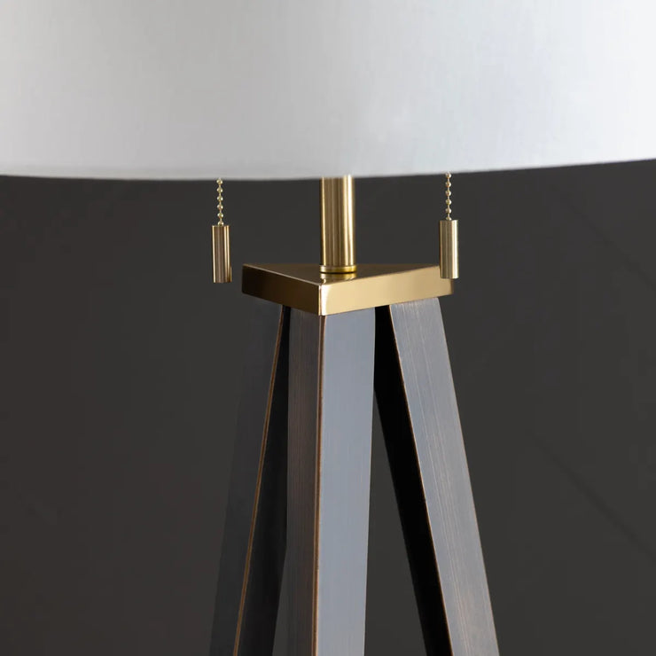 Crestview Collection Lennon Tripod Leg Brushed Bronze Finish Floor Lamp