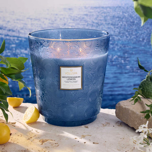 Voluspa Mediterranean Lemon 5 Wick Hearth Candle ~ 123oz
