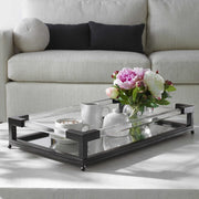 Uttermost Balkan Matte Black Hand Forged Iron and Mirrored Tray With Acrylic Handles