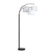 Crestview Collection Claremont Sleek Black Floor Lamp With Three White Linen Shades