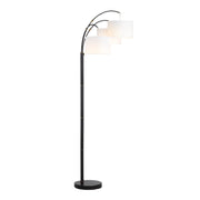 Crestview Collection Claremont Sleek Black Floor Lamp With Three White Linen Shades