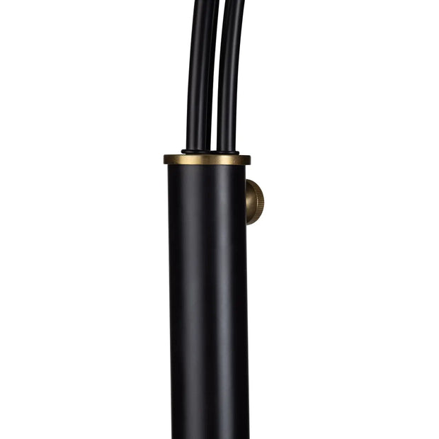Crestview Collection Claremont Sleek Black Floor Lamp With Three White Linen Shades