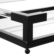 Uttermost Balkan Matte Black Hand Forged Iron and Mirrored Tray With Acrylic Handles