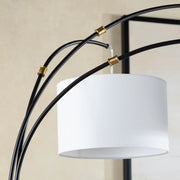 Crestview Collection Claremont Sleek Black Floor Lamp With Three White Linen Shades