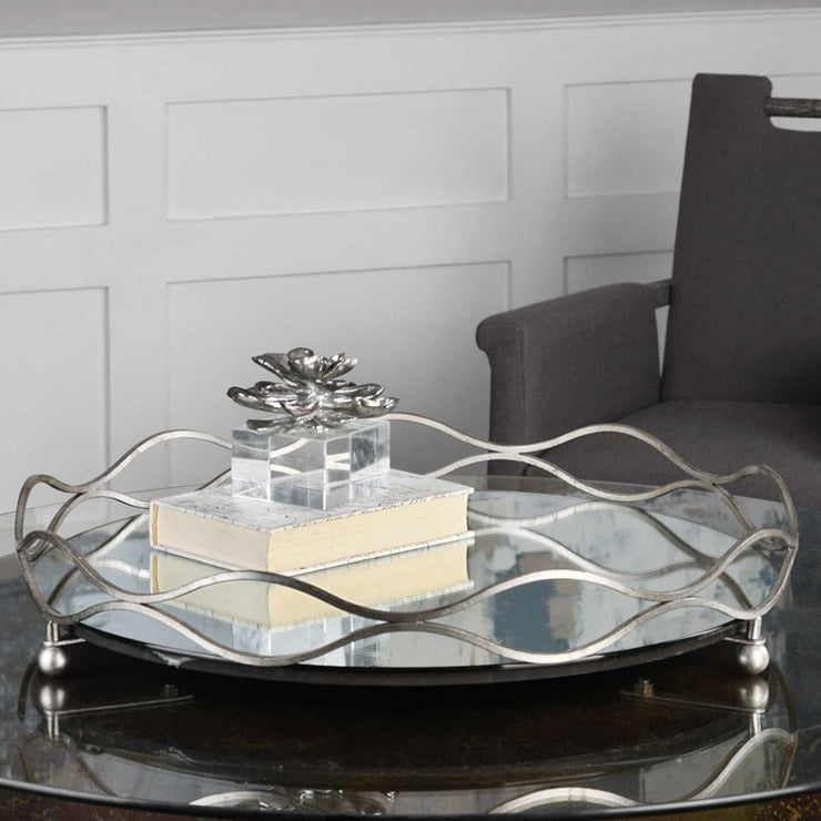 Uttermost Rachele Silver Leaf Mirrored Tray