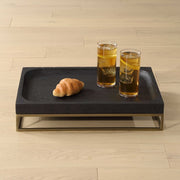 Uttermost Shadow Cast Black Stone and Antiqued Brass Tray