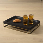 Uttermost Shadow Cast Black Stone and Antiqued Brass Tray