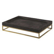 Uttermost Shadow Cast Black Stone and Antiqued Brass Tray