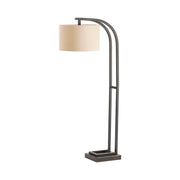 Crestview Collection Circa Bronze Metal Curved Floor Lamp With Natural Linen Shade