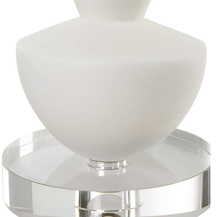 Uttermost Lido Sculptural Ivory Stone and Crystal Set of 2 Candle Holders ~ Candles Included