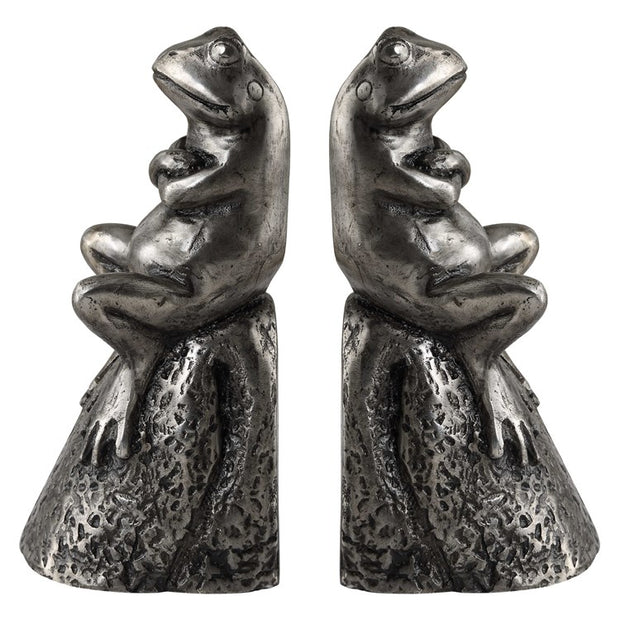 Uttermost Daydreaming Frogs Antiqued Silver Bookends