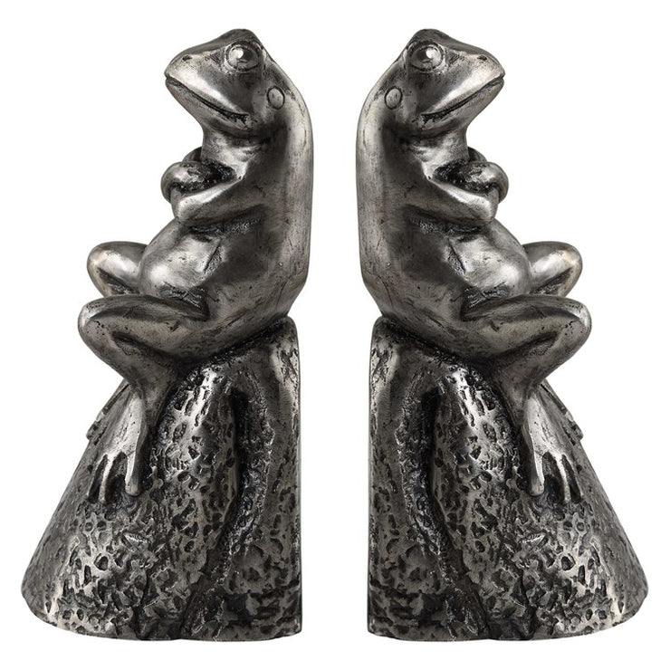 Uttermost Daydreaming Frogs Antiqued Silver Bookends