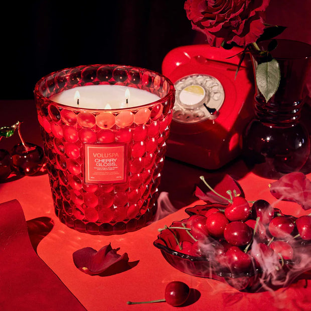 Voluspa Cherry Gloss 3 Wick Hearth Candle ~ 38oz