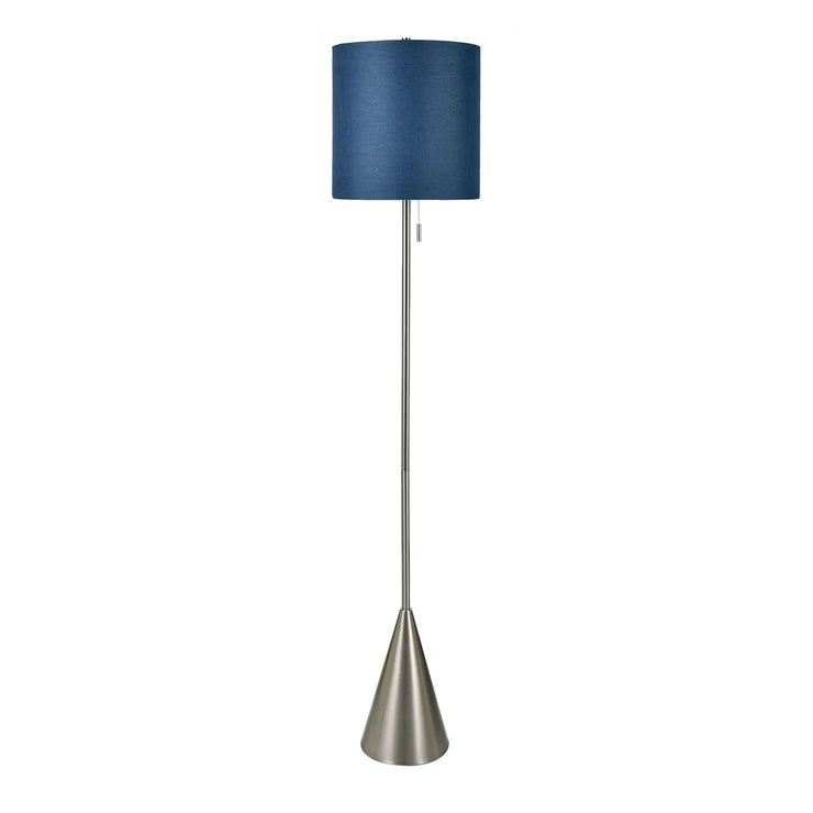 Crestview Collection Silver Metal Plated Brushed Nickel Floor Lamp With Blue Metallic  Lamp Shade