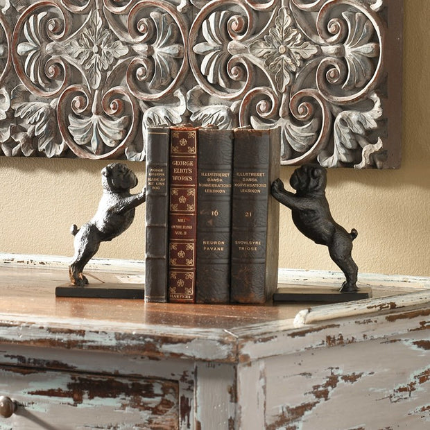 Uttermost Bulldogs Bronze with Dark Gray Glaze Cast Iron Bookends