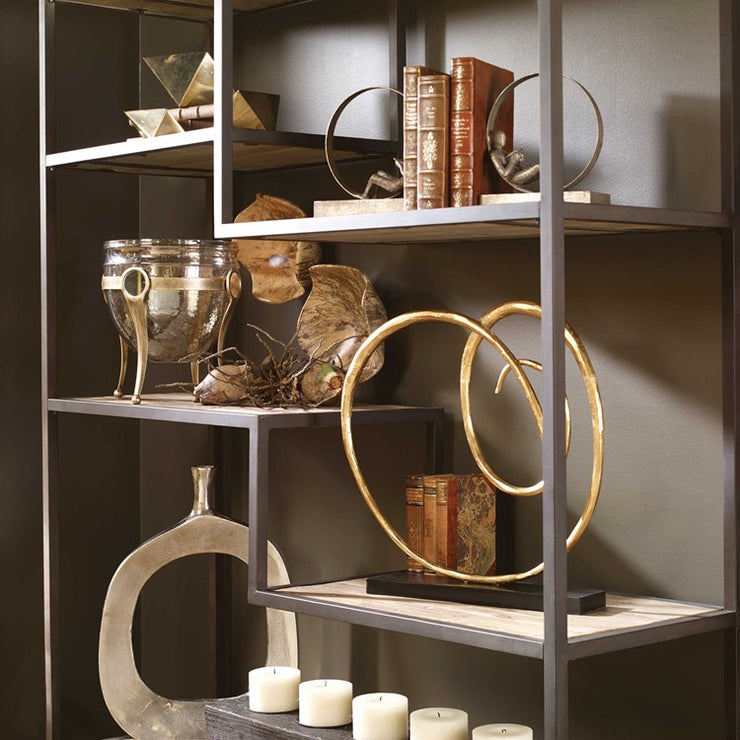 Uttermost Lounging Reader Antiqued Silver Leaf Bookends
