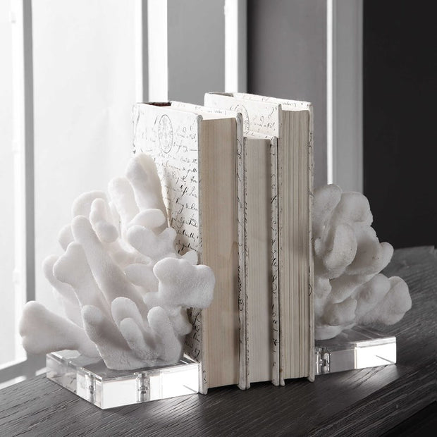 Uttermost Charbel Faux White Coral Bookends