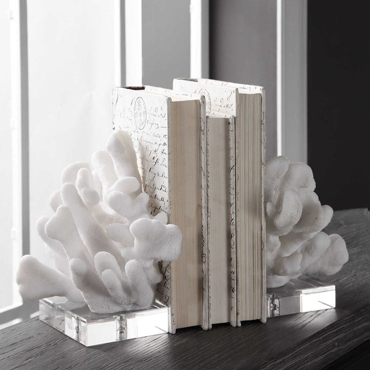 Uttermost Charbel Faux White Coral Bookends